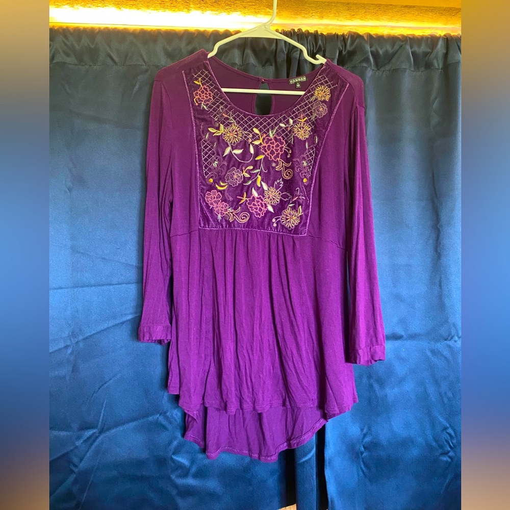 Size L Hannah Purple Long Sleeve Blouse